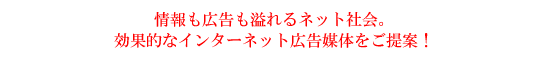 情報も広告も溢れるネット社会。効果的なインターネット広告媒体をご提案!
