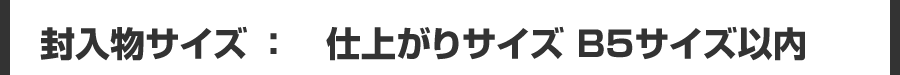 封入物サイズ：仕上がりサイズ B5サイズ以内